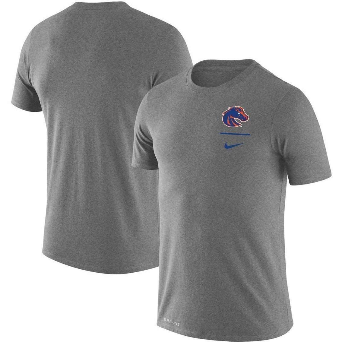 Nike Men's Heathered Gray Boise State Broncos Logo Stack Legend Performance T-Shirt 4 Nike Men's Heathered Gray Boise State Broncos Logo Stack Legend Performance T-Shirt - Image 2