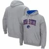 Colosseum Men's Heathered Gray Boise State Broncos Arch & Logo 3.0 Pullover Hoodie