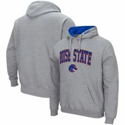 Colosseum Men's Heathered Gray Boise State Broncos Arch & Logo 3.0 Pullover Hoodie -Colosseum Store DSCO1137453094 1927 ALT1