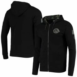 Colosseum Men's Black Boise State Broncos OHT Military Appreciation Waffle Full-Zip Hoodie