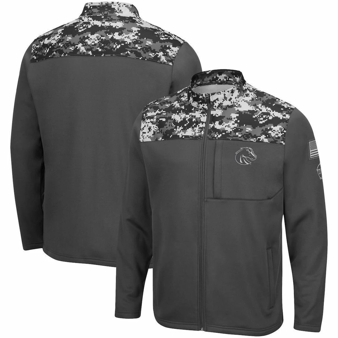 Colosseum Men's Charcoal Boise State Broncos OHT Military Appreciation Digi Camo Full-Zip Jacket 4 Colosseum Men's Charcoal Boise State Broncos OHT Military Appreciation Digi Camo Full-Zip Jacket - Image 2