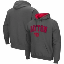 Men's Colosseum Charcoal Dayton Flyers Arch And Logo Pullover Hoodie