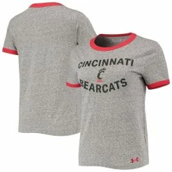 Under Armour Women's Heathered Gray Cincinnati Bearcats Siro Slub Tri-Blend Ringer T-Shirt