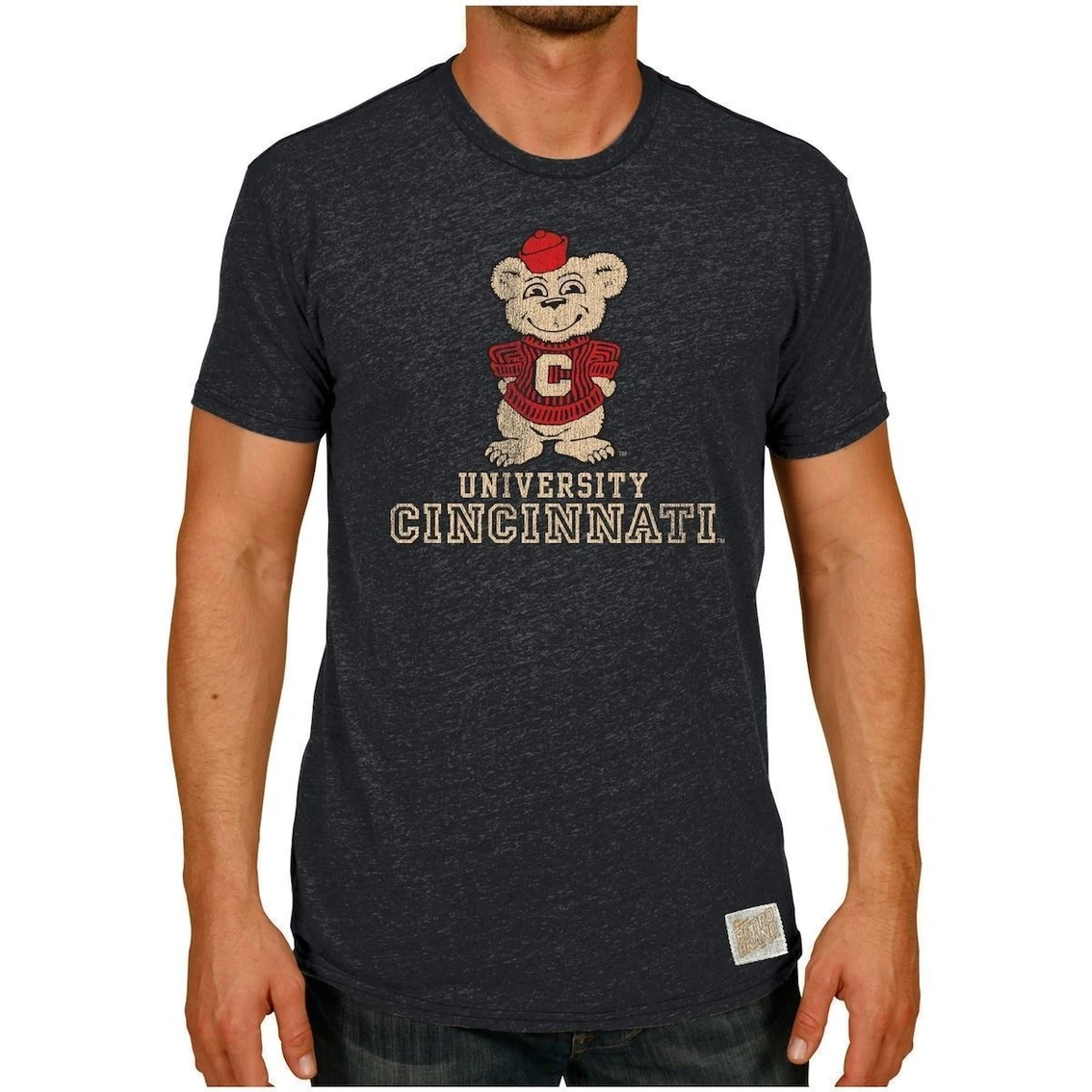 Original Retro Brand Men's Heather Black Cincinnati Bearcats Vintage Tri-Blend T-Shirt 3 Original Retro Brand Men's Heather Black Cincinnati Bearcats Vintage Tri-Blend T-Shirt