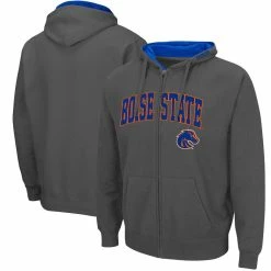 Colosseum Men's Charcoal Boise State Broncos Arch & Logo 3.0 Full-Zip Hoodie