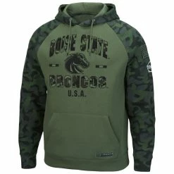 Men's Colosseum Olive/Camo Boise State Broncos OHT Military Appreciation Raglan Pullover Hoodie -Colosseum Store DSCO1142287356 2068 ALT2