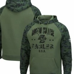 Colosseum Men's Olive/Camo Boston College Eagles OHT Military Appreciation Raglan Pullover Hoodie