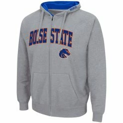Colosseum Men's Heathered Gray Boise State Broncos Arch & Logo 3.0 Full-Zip Hoodie -Colosseum Store DSCO1142289913 1927 ALT2
