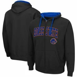 Colosseum Men's Black Boise State Broncos Arch & Logo 2.0 Full-Zip Hoodie