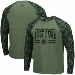 Colosseum Men's Olive/Camo Boise State Broncos OHT Military Appreciation Raglan Long Sleeve T-Shirt