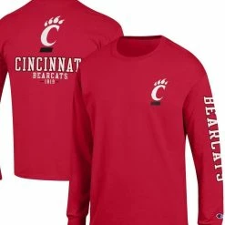 Champion Men's Red Cincinnati Bearcats Team Stack Long Sleeve T-Shirt