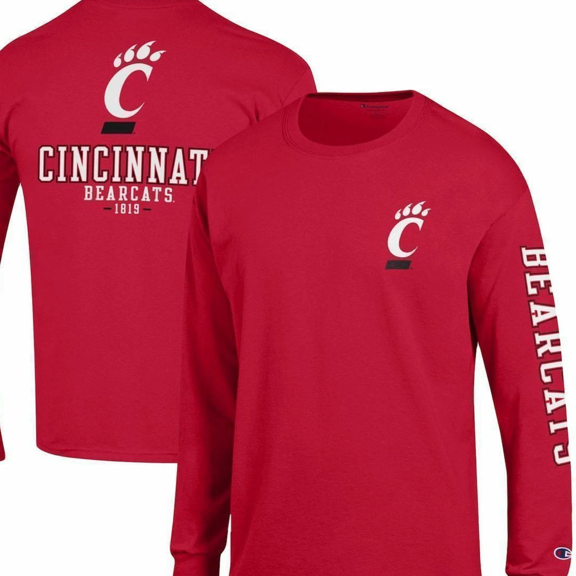 Champion Men's Red Cincinnati Bearcats Team Stack Long Sleeve T-Shirt 3 Champion Men's Red Cincinnati Bearcats Team Stack Long Sleeve T-Shirt