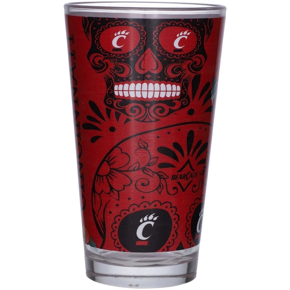 Indigo Falls Cincinnati Bearcats 16oz. Team Dia De Los Muertos Pint Glass 5 Indigo Falls Cincinnati Bearcats 16oz. Team Dia De Los Muertos Pint Glass - Image 3