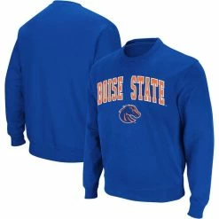 Colosseum Men's Royal Boise State Broncos Arch & Logo Crew Neck Sweatshirt