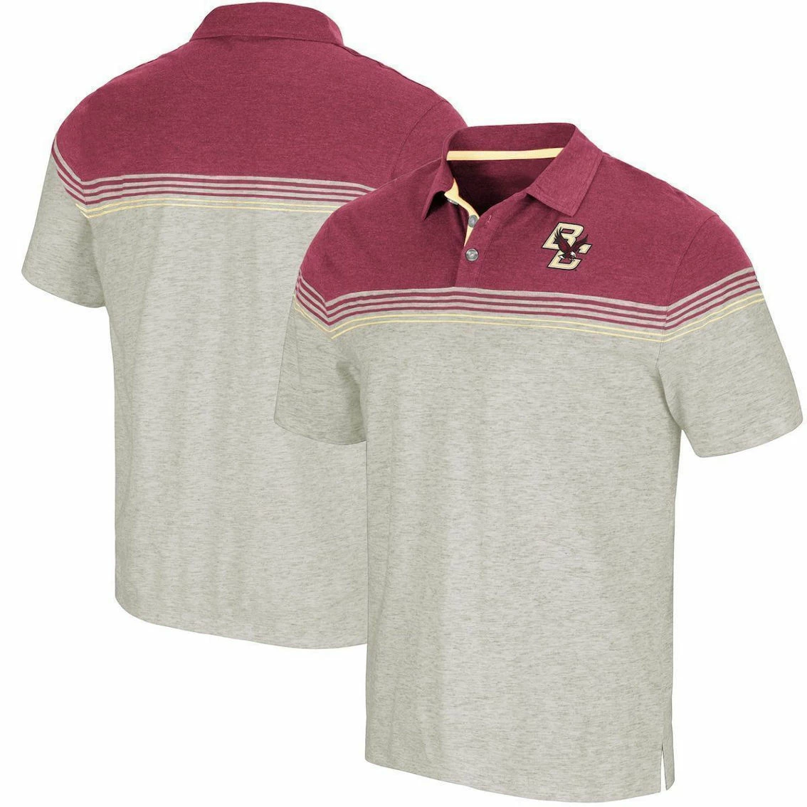Colosseum Men's Oatmeal/Maroon Boston College Eagles Hill Valley Polo 3 Colosseum Men's Oatmeal/Maroon Boston College Eagles Hill Valley Polo