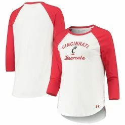 Under Armour Women's White/Red Cincinnati Bearcats Baseball Raglan 3/4 Sleeve T-Shirt -Colosseum Store DSCO1146345796 3550 ALT1