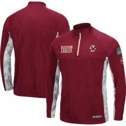 Colosseum Men's Maroon/Camo Boston College Eagles Operation Hat Trick Military Appreciation Snow Cruise Raglan Quarter-Zip Top -Colosseum Store DSCO1146364091 2882 ALT1