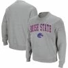 Colosseum Men's Heather Gray Boise State Broncos Arch & Logo Crew Neck Sweatshirt -Colosseum Store DSCO1146884394 1927