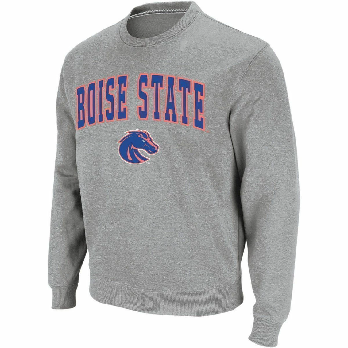 Colosseum Men's Heather Gray Boise State Broncos Arch & Logo Crew Neck Sweatshirt 4 Colosseum Men's Heather Gray Boise State Broncos Arch & Logo Crew Neck Sweatshirt - Image 3