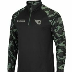 Colosseum Men's Black Dayton Flyers OHT Military Appreciation Take Flight Raglan Quarter-Zip Jacket -Colosseum Store DSCO1147016859 1007 ALT2