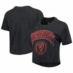 Pressbox Women's Black Cincinnati Bearcats Edith Vintage Burnout Crop T-Shirt