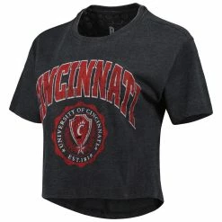 Pressbox Women's Black Cincinnati Bearcats Edith Vintage Burnout Crop T-Shirt -Colosseum Store DSCO1148301864 1007 ALT2