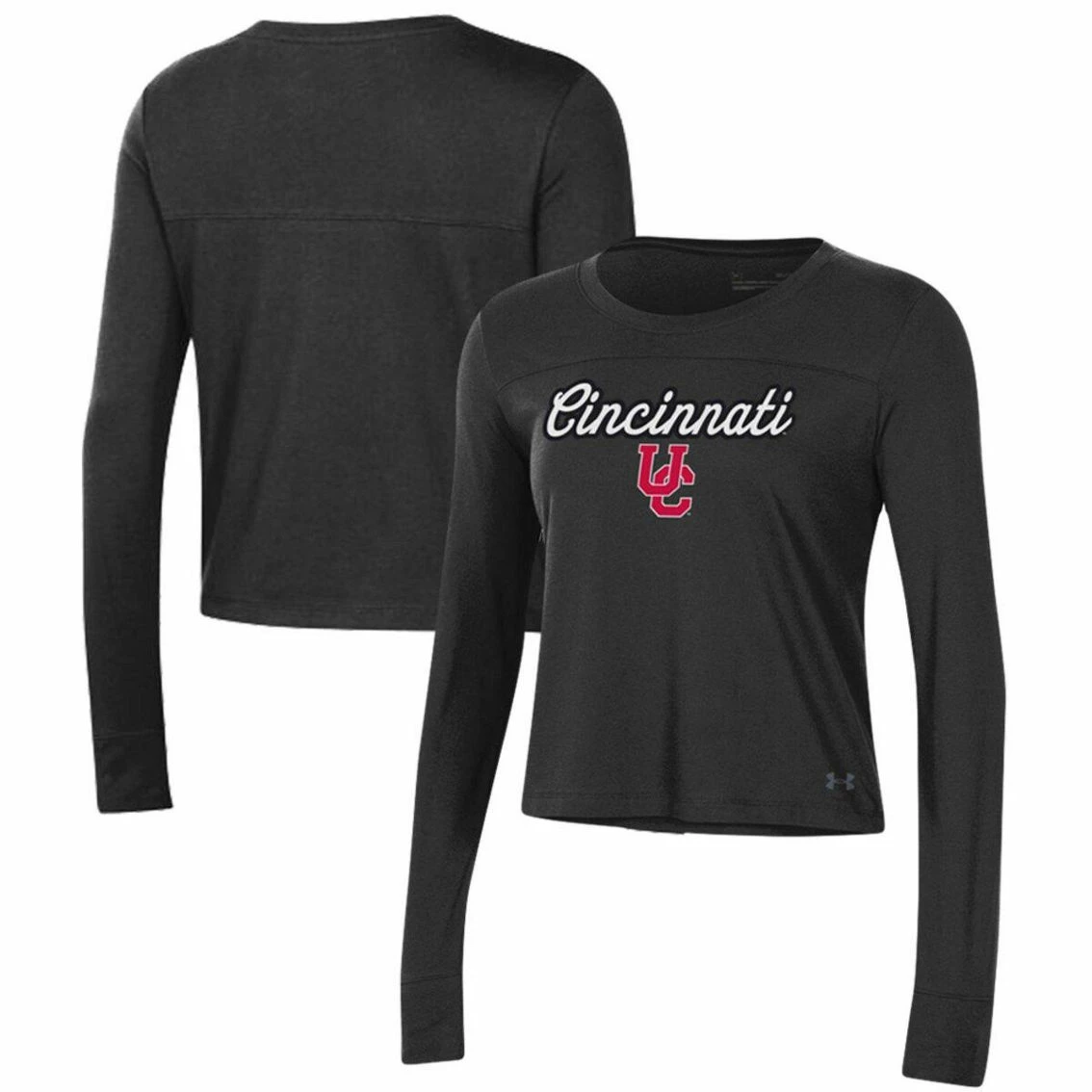 Women's Under Armour Black Cincinnati Bearcats Vault Cropped Long Sleeve T-Shirt 4 Women's Under Armour Black Cincinnati Bearcats Vault Cropped Long Sleeve T-Shirt - Image 2