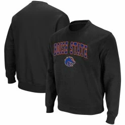 Colosseum Men's Black Boise State Broncos Arch & Logo Tackle Twill Pullover Sweatshirt
