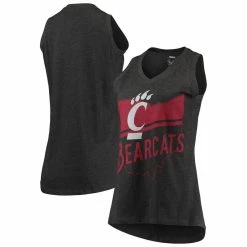 Pressbox Women's Black Cincinnati Bearcats Ferris Melange V-Neck Tank Top