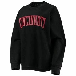 Pressbox Women's Black Cincinnati Bearcats Comfy Cord Vintage Wash Basic Arch Pullover Sweatshirt -Colosseum Store DSCO1148312436 1007 ALT2