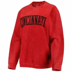 Pressbox Women's Red Cincinnati Bearcats Comfy Cord Vintage Wash Basic Arch Pullover Sweatshirt -Colosseum Store DSCO1148314298 2910 ALT2