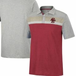 Colosseum Men's Maroon/Heathered Gray Boston College Eagles Caddie Polo