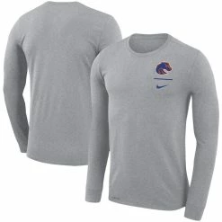 Nike Men's Gray Boise State Broncos Logo Stack Legend Performance Long Sleeve T-Shirt