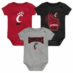 Outerstuff Newborn & Infant Red/Black/Heathered Gray Cincinnati Bearcats 3-Pack Game On Bodysuit Set