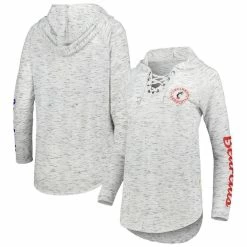 Women's Pressbox Gray Cincinnati Bearcats Space Dye Lace-Up V-Neck Raglan Long Sleeve T-Shirt