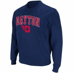 Colosseum Men's Navy Dayton Flyers Arch & Logo Tackle Twill Pullover Sweatshirt -Colosseum Store DSCO1151103464 1320 ALT2