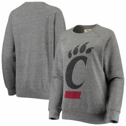 Pressbox Women's Heathered Gray Cincinnati Bearcats Big Logo Knobi Fleece Raglan Pullover Sweatshirt