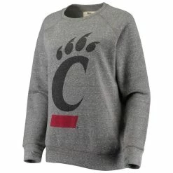 Pressbox Women's Heathered Gray Cincinnati Bearcats Big Logo Knobi Fleece Raglan Pullover Sweatshirt -Colosseum Store DSCO1151350574 1927 ALT2