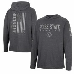 Men's Colosseum Charcoal Boise State Broncos Team OHT Military Appreciation Hoodie Long Sleeve T-Shirt