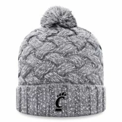 Top Of The World Women's Heather Gray Cincinnati Bearcats Arctic Cuffed Knit Hat With Pom
