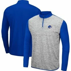 Colosseum Men's Heather Gray/Royal Boise State Broncos Prospect Quarter-Zip Jacket
