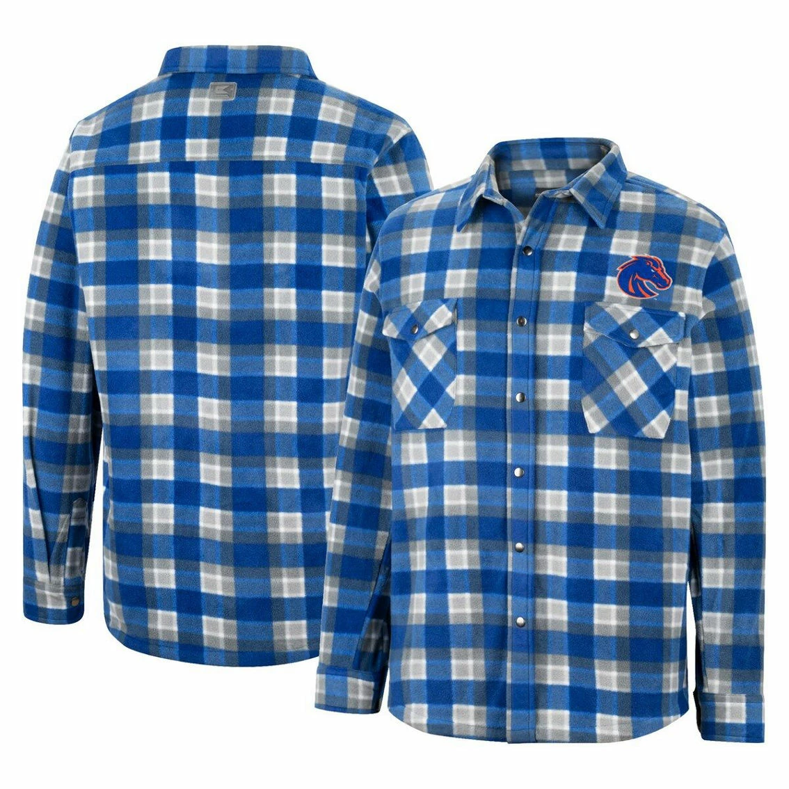Colosseum Men's Royal/White Boise State Broncos Ellis Plaid Full-Snap Shirt Jacket 4 Colosseum Men's Royal/White Boise State Broncos Ellis Plaid Full-Snap Shirt Jacket - Image 2