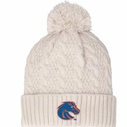 Top Of The World Women's Cream Boise State Broncos Pearl Cuffed Knit Hat With Pom