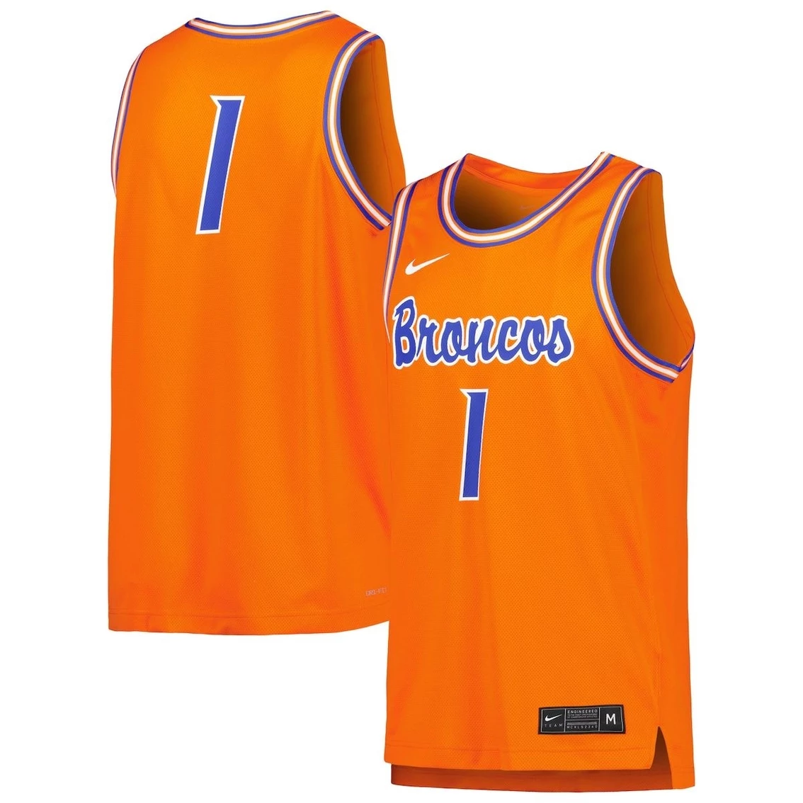 Nike Men's #1 Orange Boise State Broncos Retro Replica Basketball Jersey 3 Nike Men's #1 Orange Boise State Broncos Retro Replica Basketball Jersey