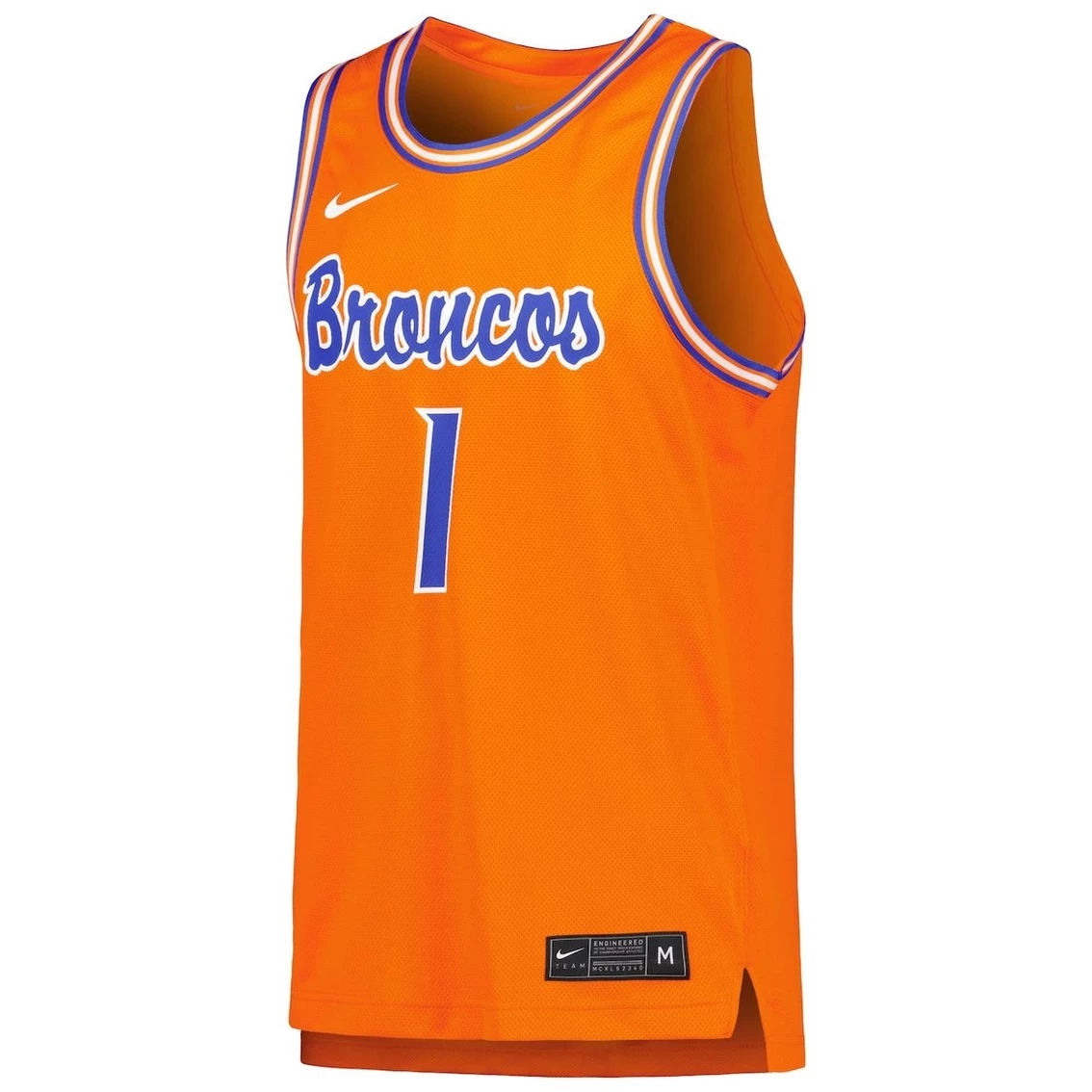 Nike Men's #1 Orange Boise State Broncos Retro Replica Basketball Jersey 5 Nike Men's #1 Orange Boise State Broncos Retro Replica Basketball Jersey - Image 3